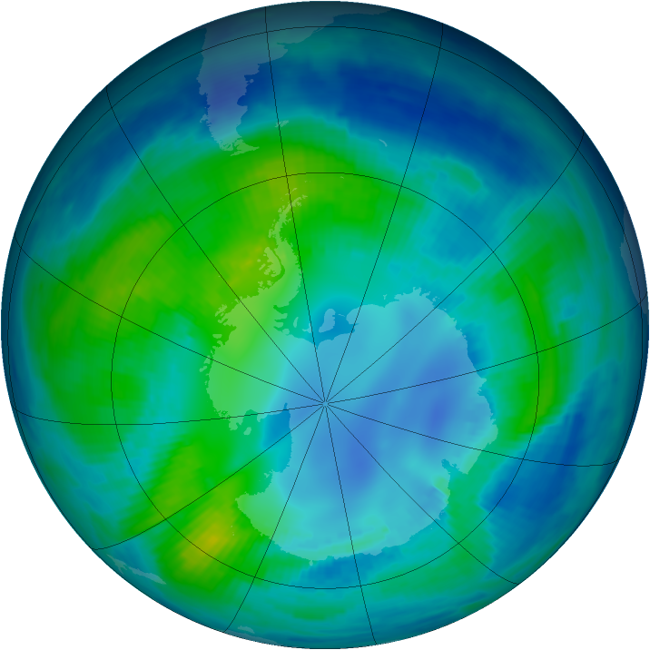 Antarctic ozone map for 25 April 1997